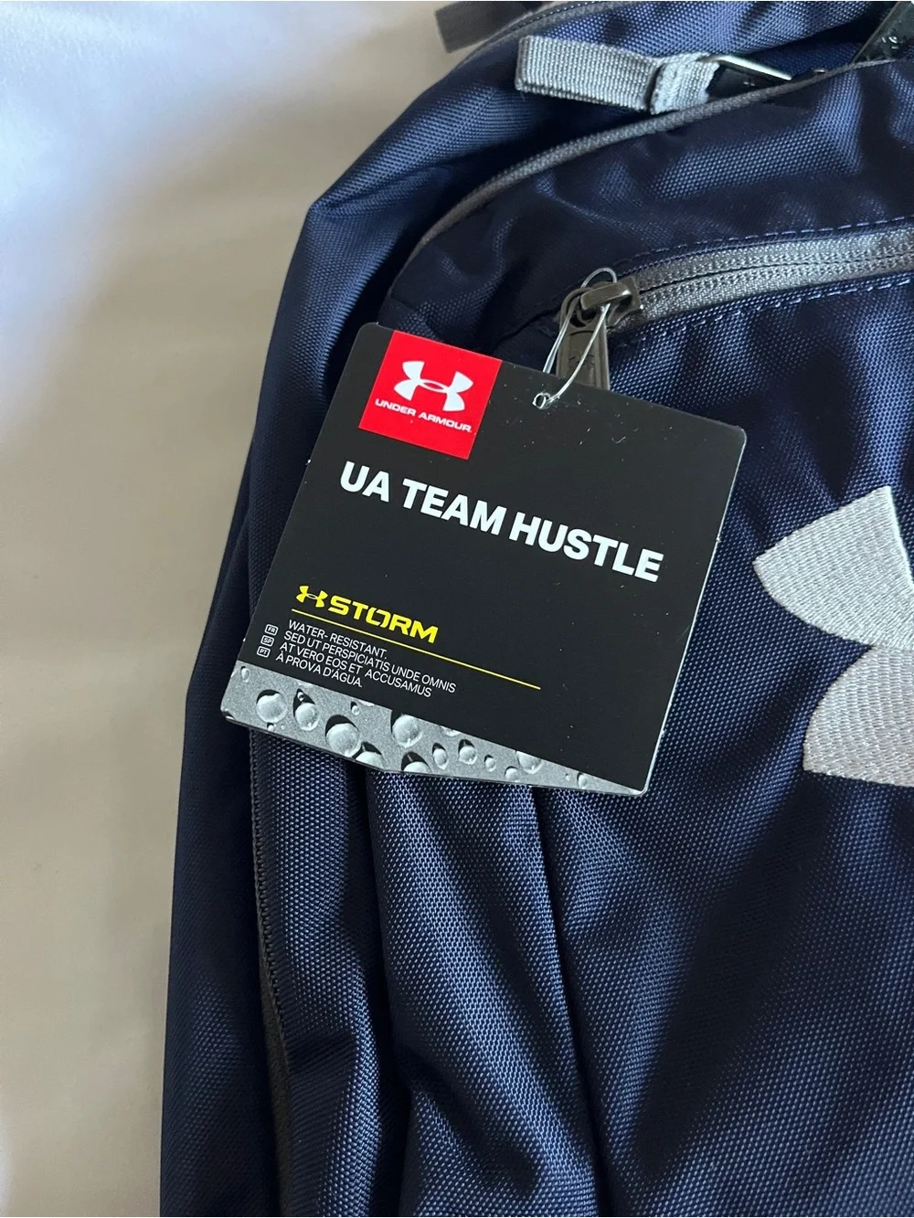 Under Armour UA Team Hustle Storm Backpack Navy Blue Unisex Laptop School Bag